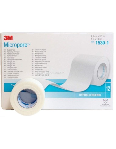 ESPARADRAPO PAPEL MICROPORE 3M  2.5 CM X 9,14 M  C/12 UND.