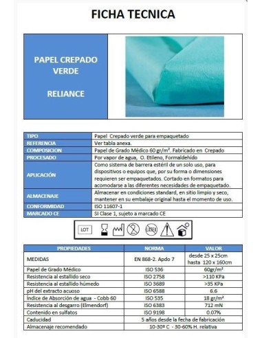 PAPEL CREPADO 100 x 100 CM (GREEN SENSITIVE )PERGUT C/250 UDS