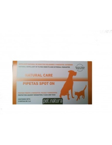 PIPETAS NATURAL CARE  C/ 5 UDS. REPELENTE NATURAL DE PARÁSITOS EXTERNOS E INSECTOS VOLADORES